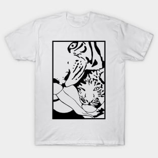 Tiger Mother Kiss in Black and White T-Shirt